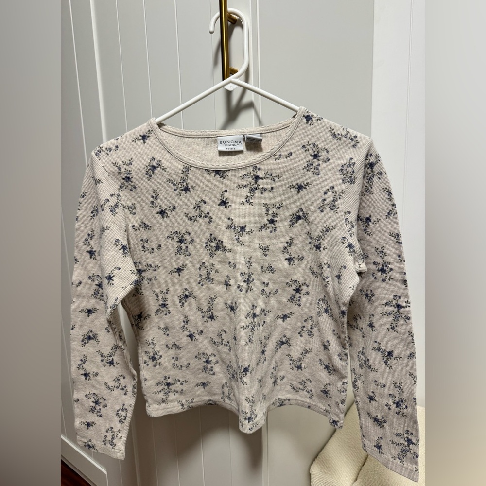 Sonoma Cream and Blue Floral Top